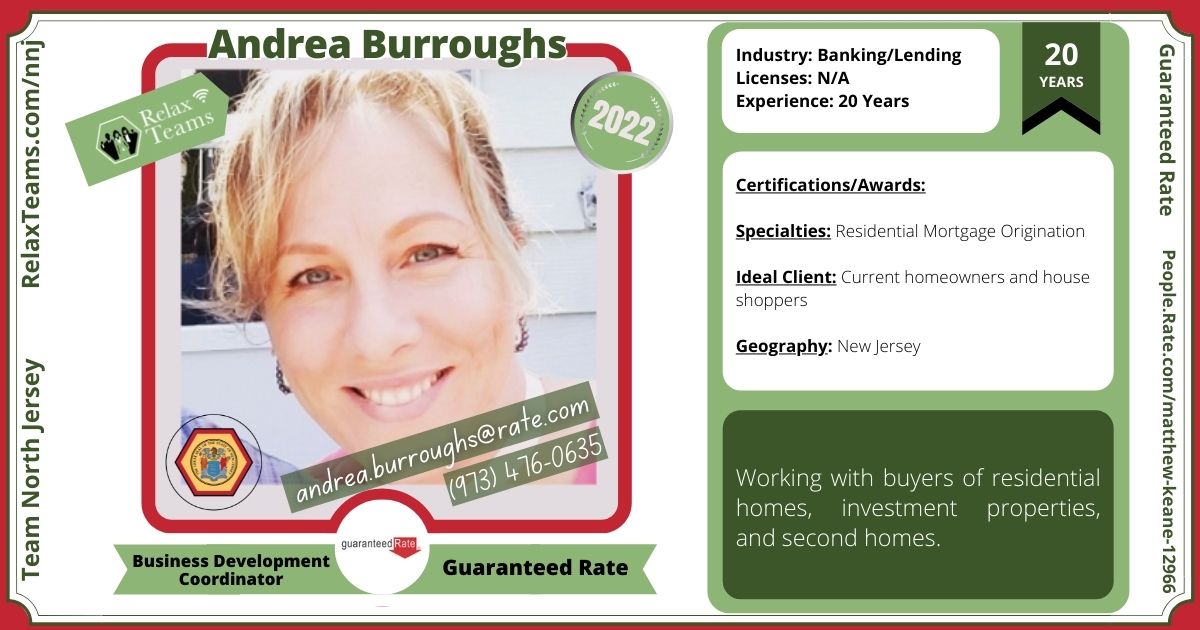 Photo and details of Andrea Burroughs, Business Development Coordinator specializing in Residential Mortgage Origination